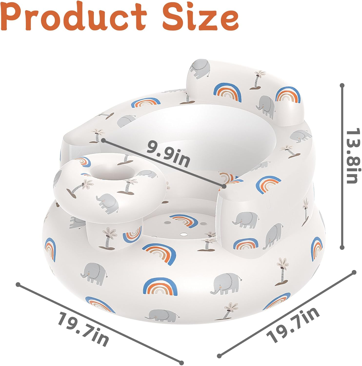 Inflatable Baby Floor Seat, Suitable for 3 Months and Up, Foldable Baby Chair with Built in Air Pump, Portable for Anywhere, Cute Patterns, for Baby image number 6