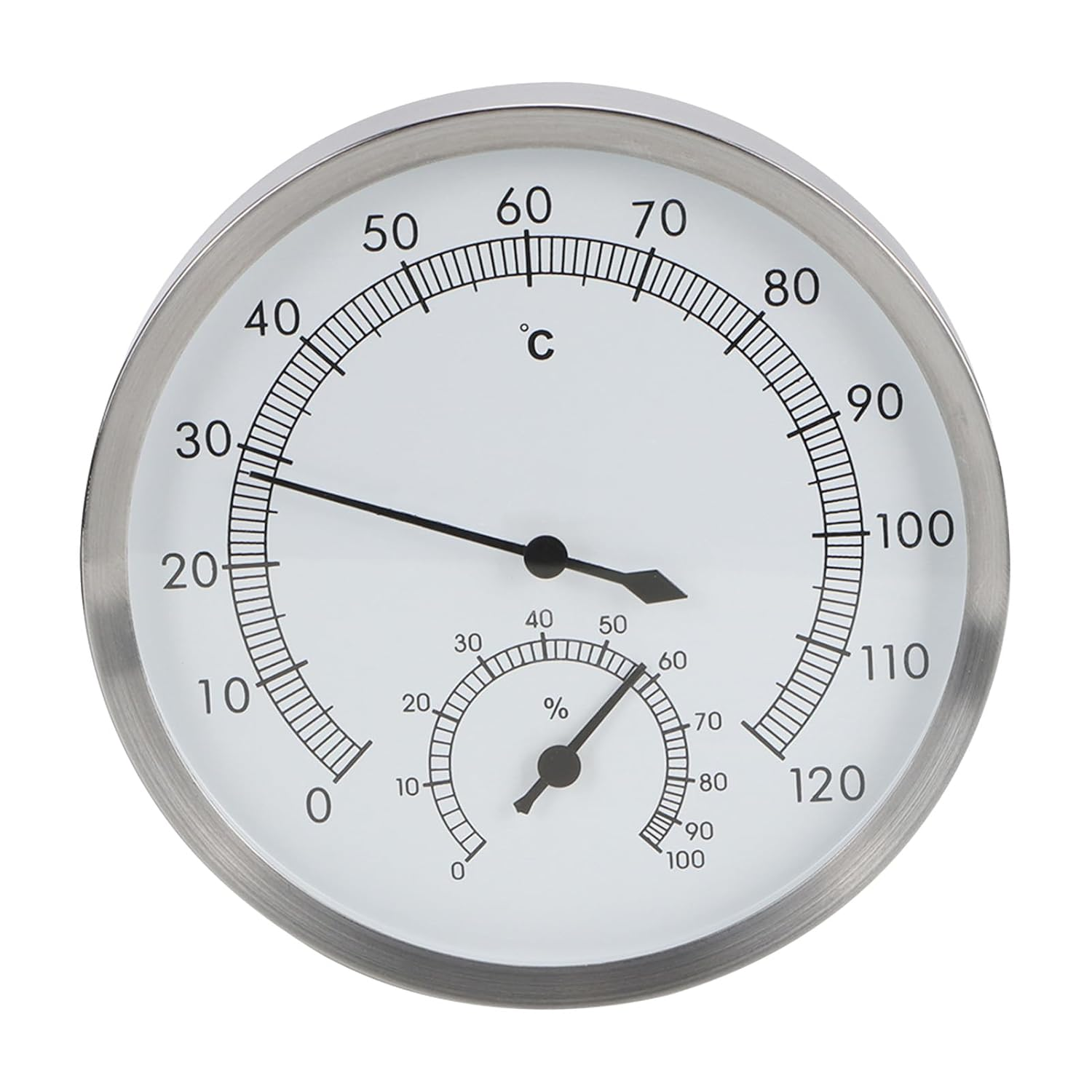 Sauna Room Thermometer Hygrometer, Stainless Steel Steam Room Thermometer, 2 in 1 Thermometer Hygrometer for Sauna Room, Steam Room
