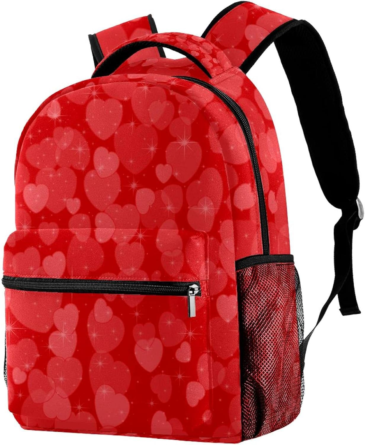 Red Heart Background Backpack Students Shoulder Bags Travel Bag College School Tote Backpacks