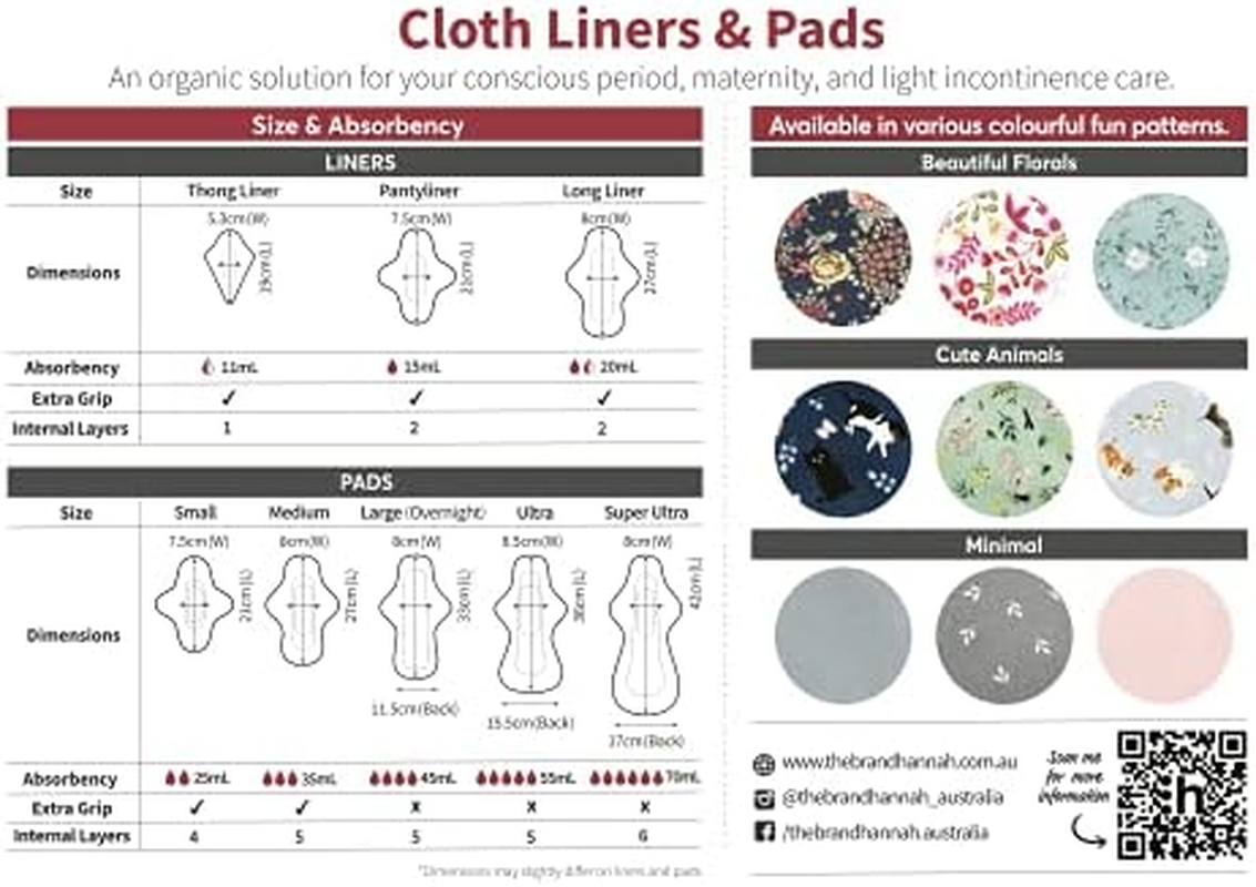 Hannahpad Organic Pantyliner Sanitary Cloth Pad (2 Pack) Extra Grip, Pantyliner 2 Count