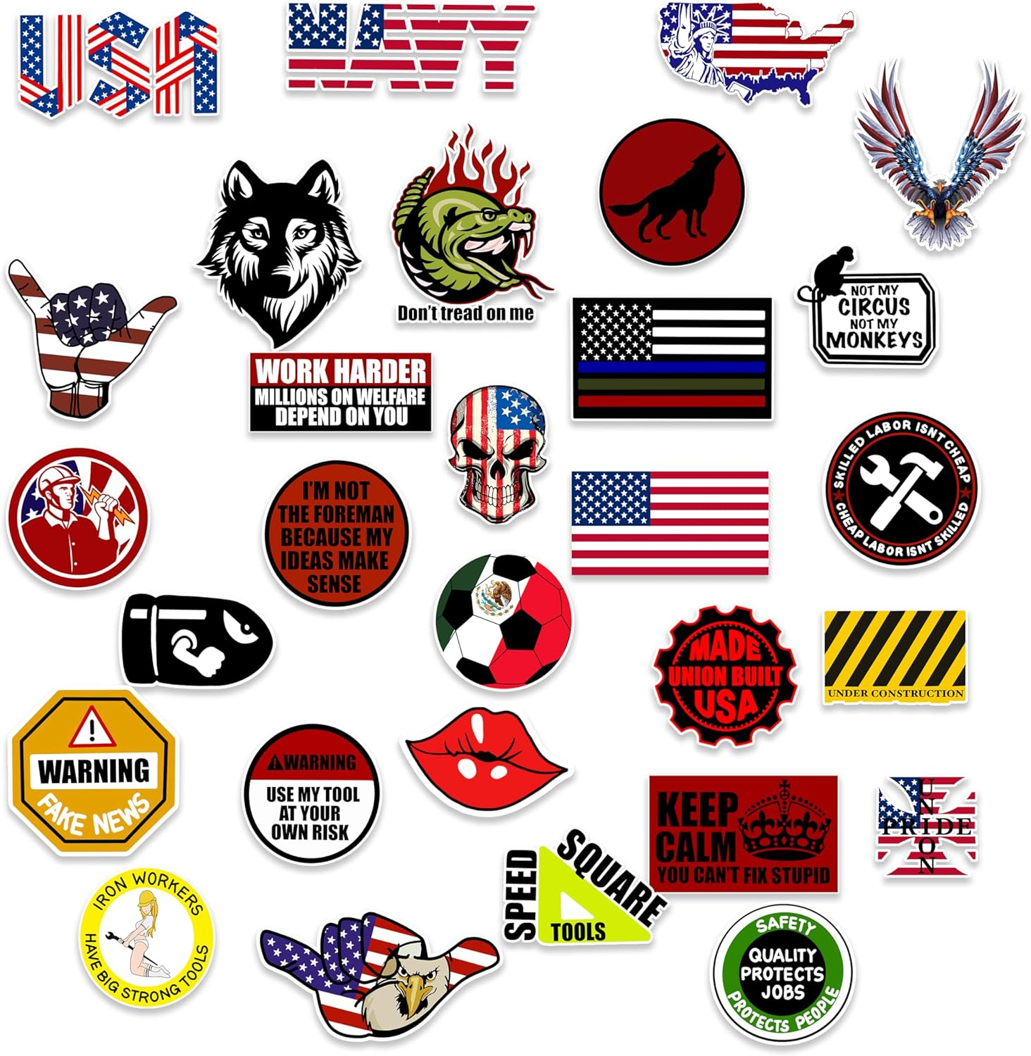 Funny Stickers for Adults - 100PCS Hard Hat Stickers for Tool Box, Welding Helmet, Construction, Electrician, Mechanic - Waterproof Vinyl Stickers for Blue Collar Men image number 3