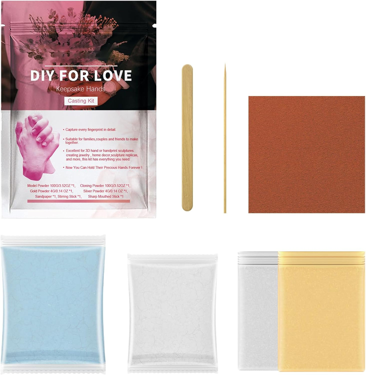 Hands Casting Kit - Hand Moulding Kit | Holding Hands 3D Plaster Mold | Couple Keepsake Powder Set | Engagement Sculpture Wedding, Boyfriend or Girlfriend image number 6
