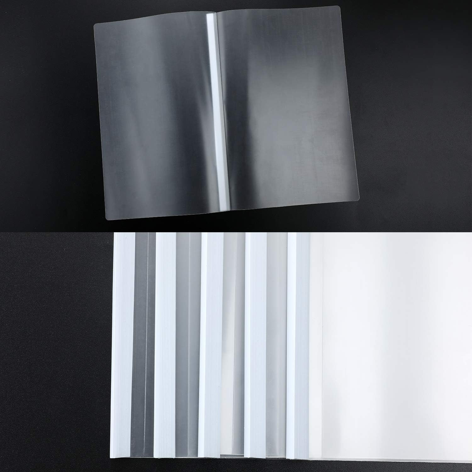 10 Pieces Binding Bars Slide Grip Binding Bars Report Cover A4 Spine Bars for School and Office, 12 Inch, 40 Sheet Capacity (White)