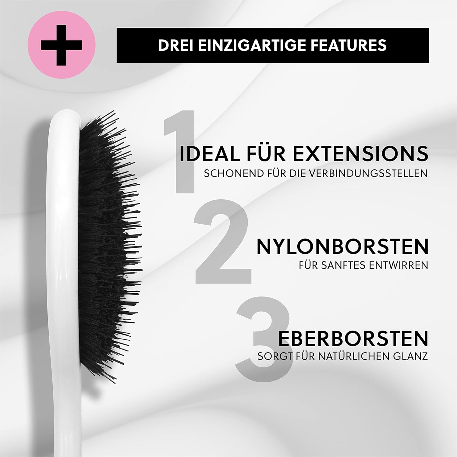 Longtime Hair&reg; Hair Brush for Extensions, Care Brush for Hair Extensions, Wig and Toupees, Wooden Handle with Boar Bristles and Nylon Bristles, Ideal for Detangling and Caring for Real Hair Extensions image number 4