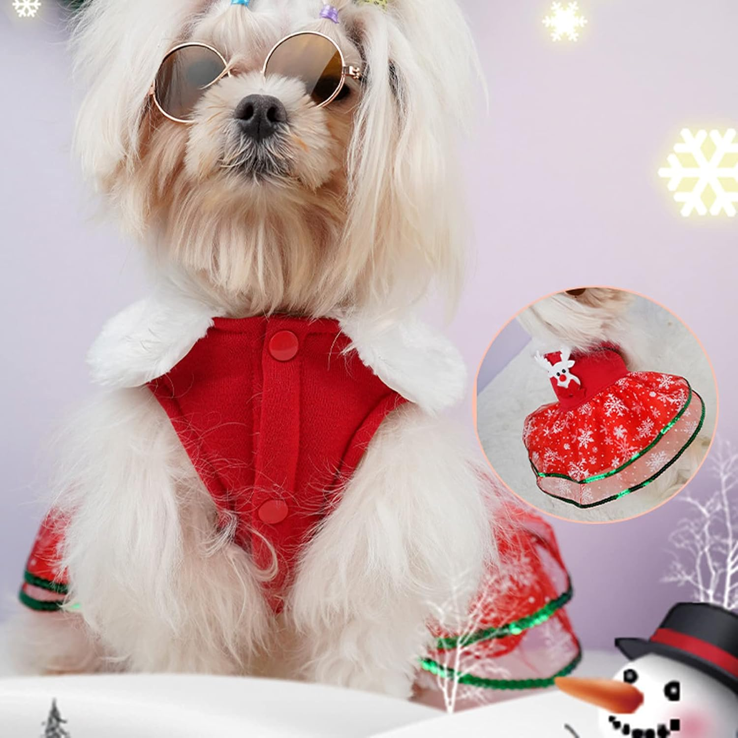 Pssopp Pet Christmas Dress Dog Christmas Outfit Innovative Elk Bow Knot Pet Costume Pet Christmas Costume for Small Dogs and Cats S