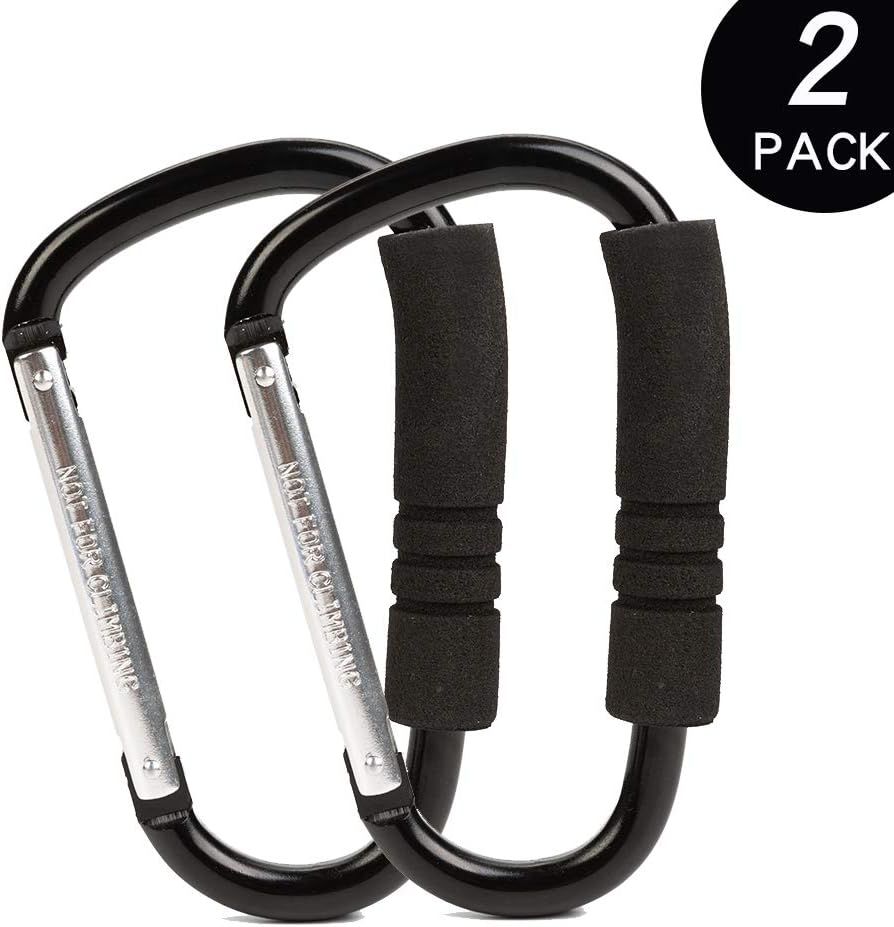 Funbliss Stroller Hooks by Baby，2 Pack Convenient Organizer Hook Bag Clips to Diaper Bags Clothing,Purses,Groceries,Great Hook Set for Mommy When Walking or Shopping(Black) image number 1