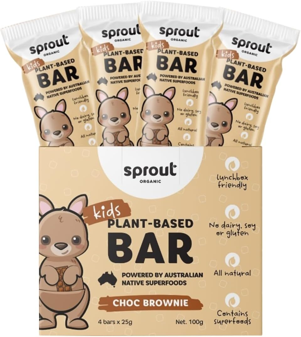 Sprout Organic Kid'S Snack Bar, Plant-Based Baby Food for 12 Months and Above, Baby Foods Enriched with DHA, Lactose-Free, Soy-Free, Australian Made, Pack of 4 (Pack of 4, Choc Brownie) image number 1