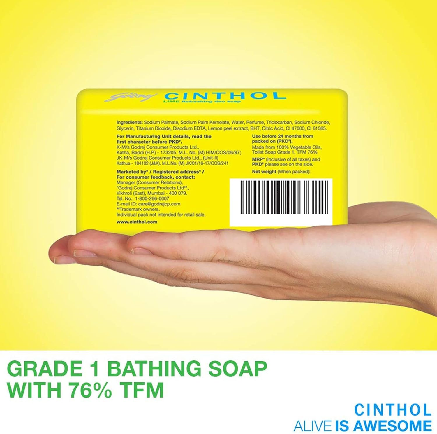 Cinthol Lime Soap, 100G (Pack of 4) with 100G Free image number 5