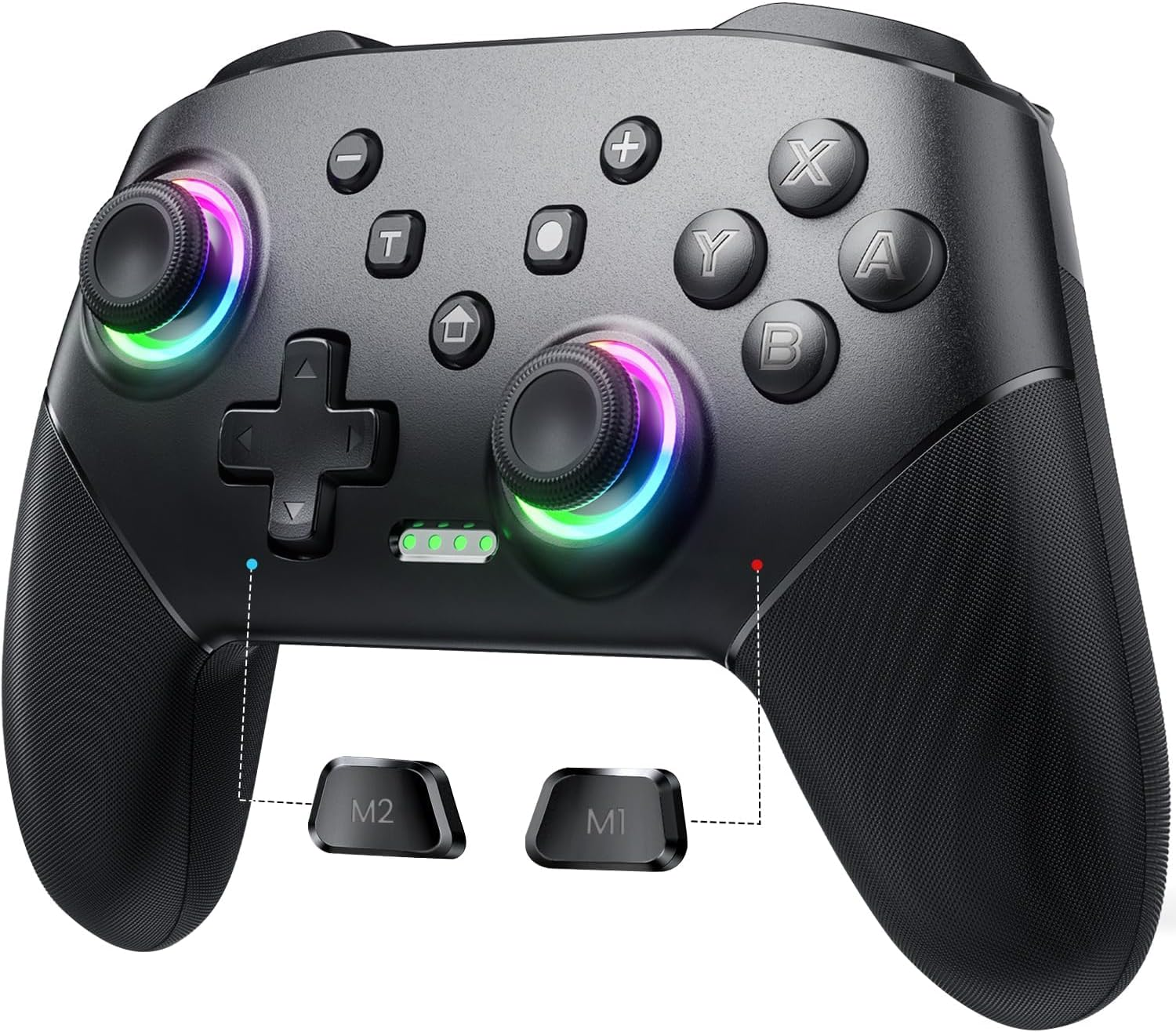 Wireless Switch Controller, Pro Controllers Compatible with Switch Lite/Oled/Android/Ios/Pc, One-Key Pairing Gamepad with 9-Color RGB Leds 1000Mah Battery 6-Axis Motion Wake up Function image number 6