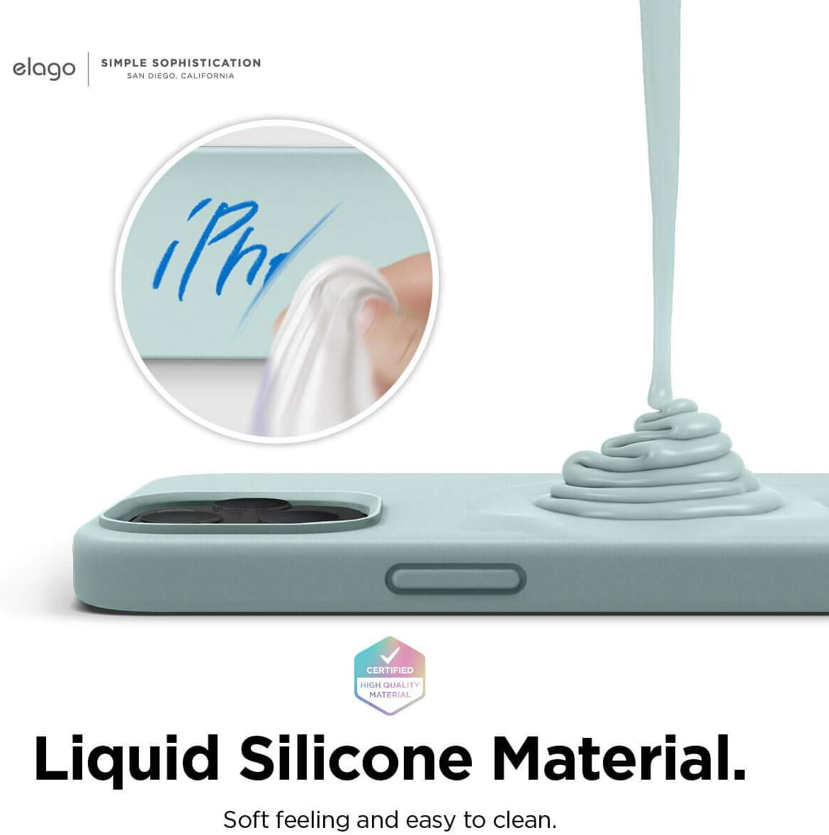 Elago Liquid Silicone Case Designed for Iphone 12 Pro Max Case (6.7"), Premium Silicone, Full Body Protection : 3 Layer Shockproof Cover Case (Green Mint) - Mint Green image number 3