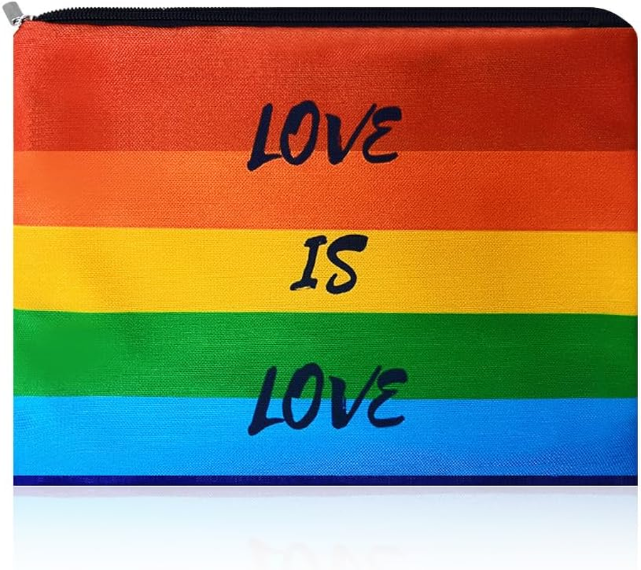 Rainbow Pride Makeup Bag for Women Men LGBQT Colorful Canvas Cosmetic Bag for Couple Friend Gay Anniversary Birthday Gifts for Boyfriend Girlfriend Sister Brother Colorful Pride Gift Bags image number 1
