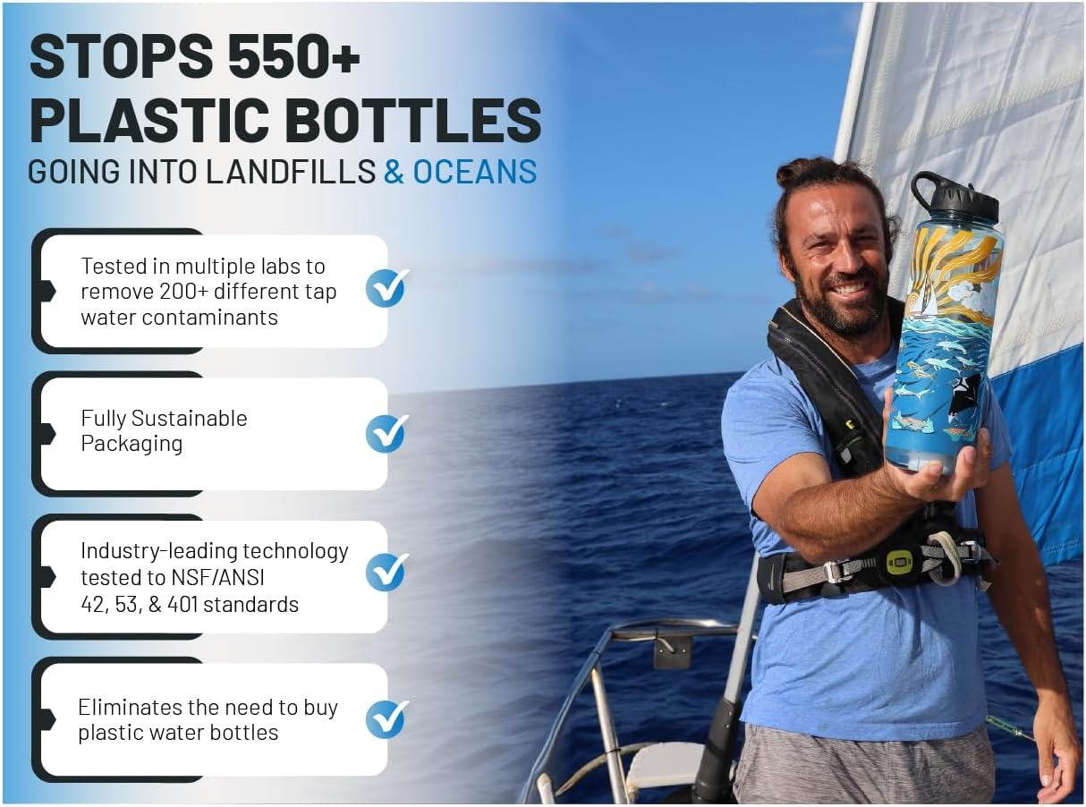 Epic Water Filters Nalgene OG Water Bottle with Filter, USA Made, BPA Free, Removes 99.99% Tap Water Contaminants, Forever Chemicals, Sailing One Life Art, 48 Oz image number 4