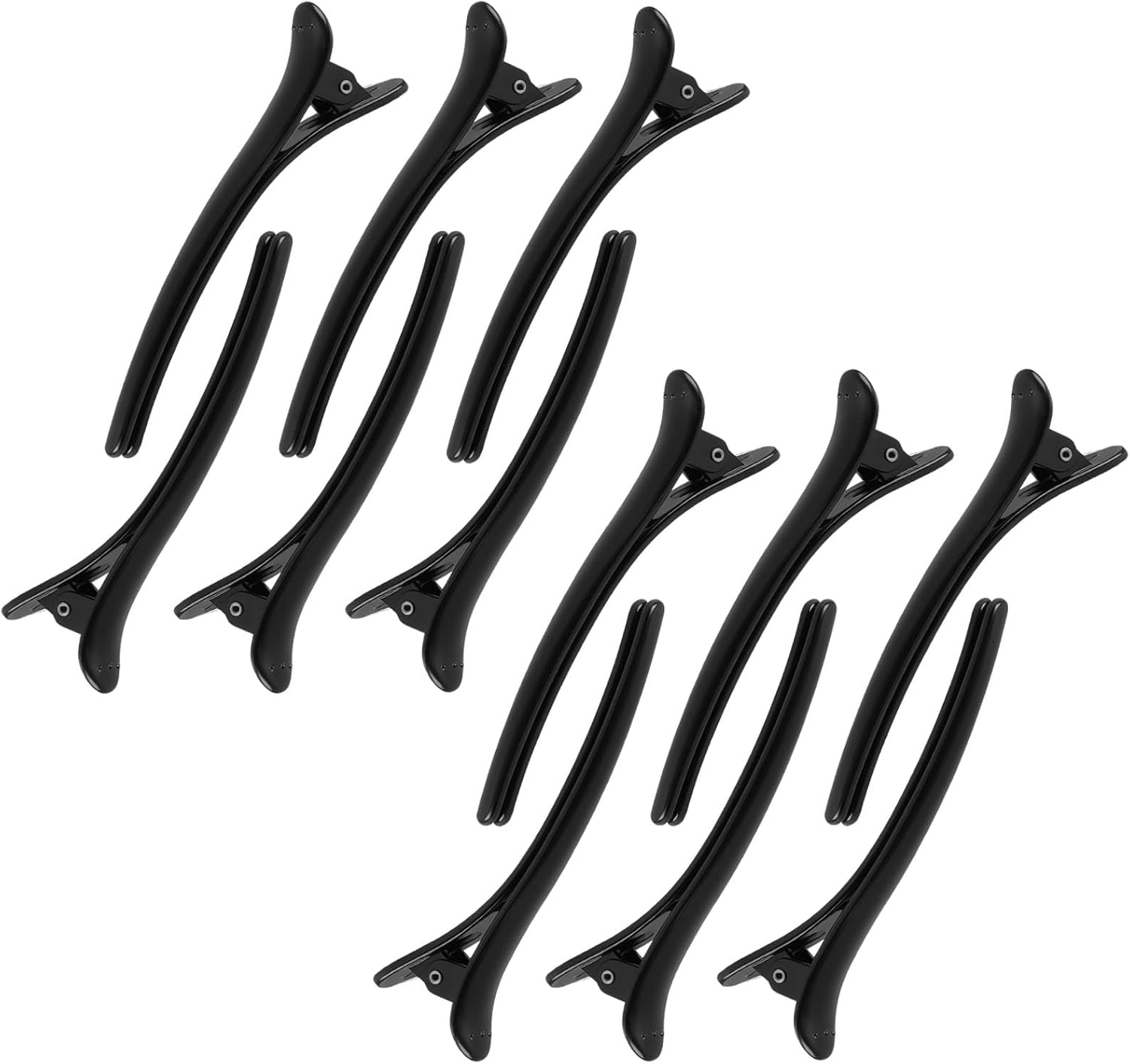 12 Pcs Alligator Hair Clips, Duck Billed Clip for Styling Sectioning 4" Size Frosted Material, No Crease Design for Easy Styling and Sectioning with Silicone Band(Black) image number 6