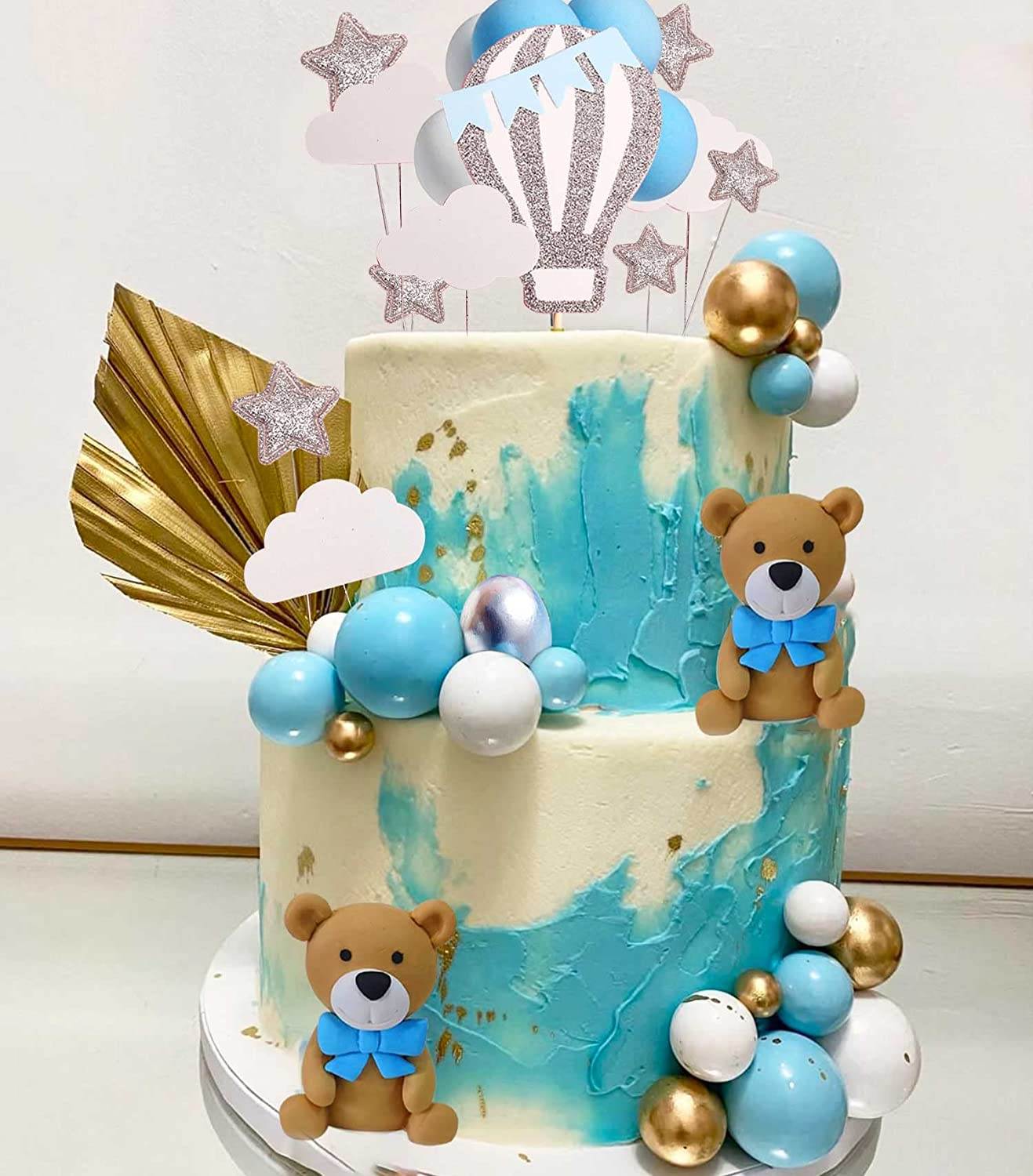 Jevenis Teddy Bear Cake Decoration for Baby Shower and Birthday Party Supplies