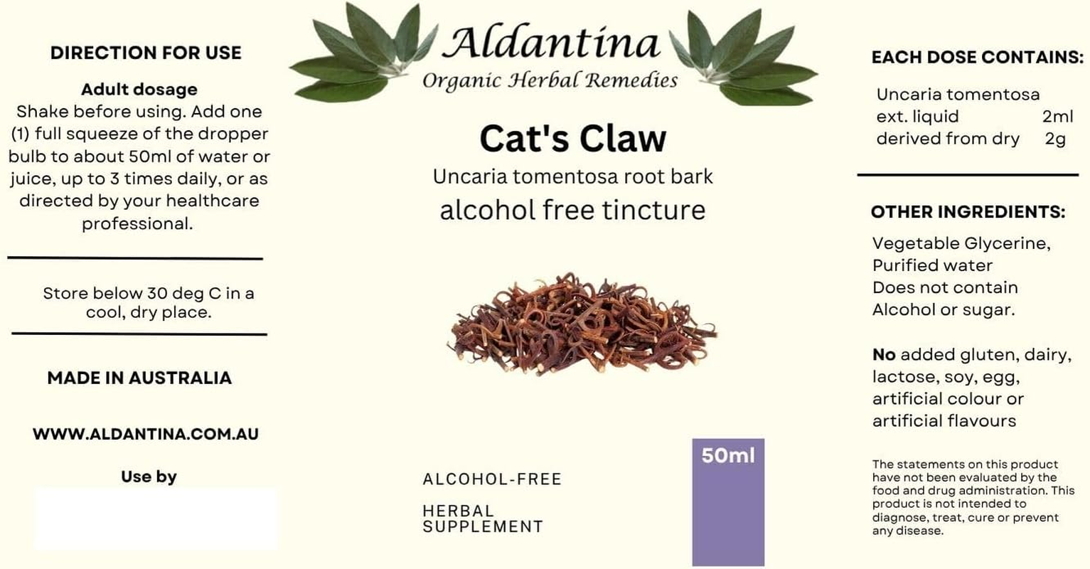 Organic Cat'S Claw (Uncaria Tomentosa) Tincture, Australian Made, Alcohol-Free (50Ml) image number 3