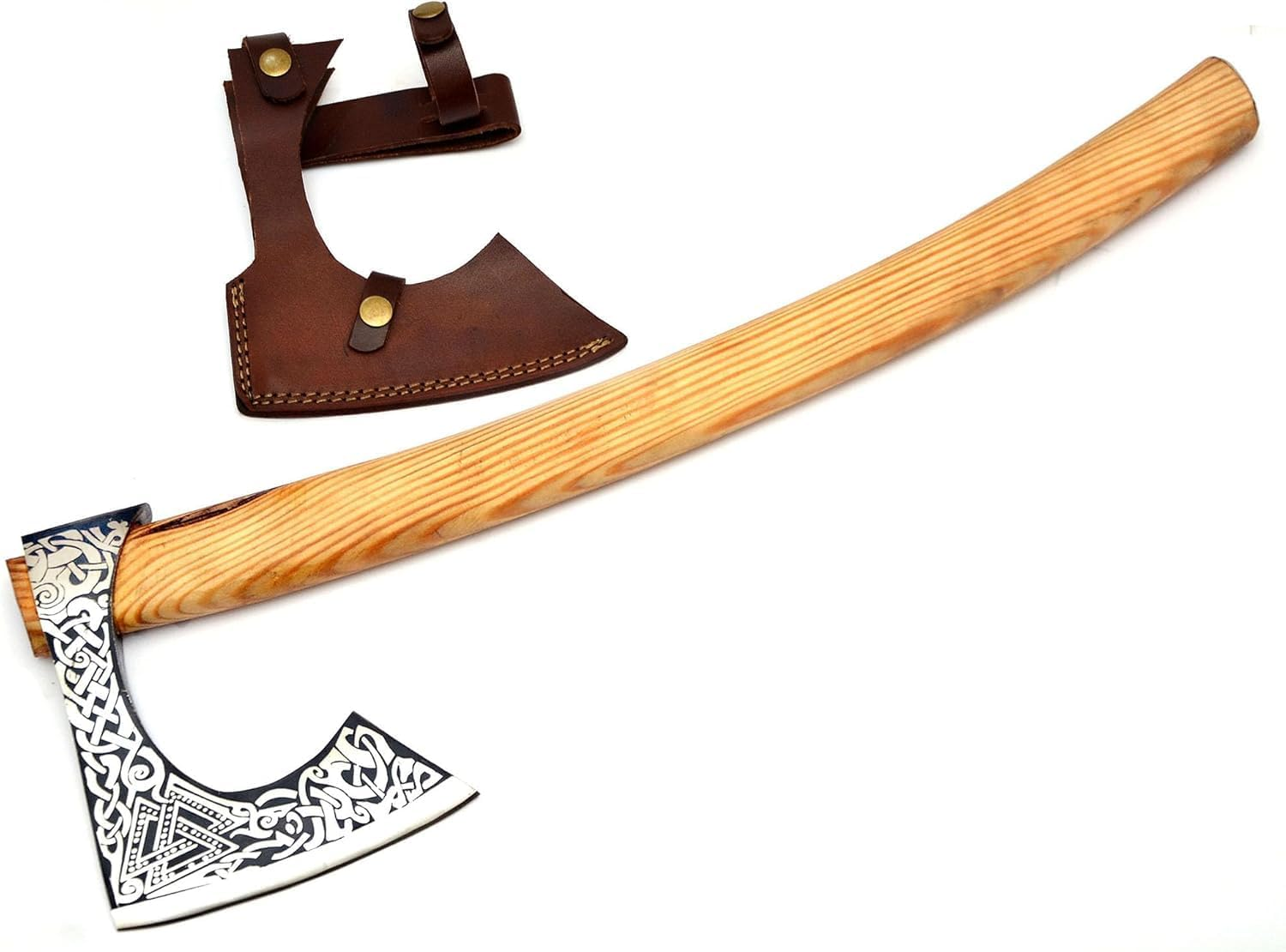 Custom Handmade Gift Forged Carbon Steel Viking Axe with Rose Wood Shaft, Viking Bearded Camping Axe,Annivarsary Gift - with Leather Cover (Axe-294) image number 5