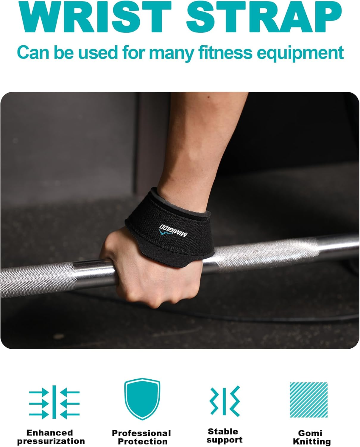 MIMIGLOO Weightlifting Straps, Bodybuilding, Powerlifting, Strength Training, Deadlift Straps with Neoprene Cushioned Wrist Padded, Gym Lifting Straps image number 3