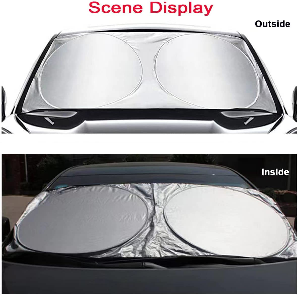 Upgraded Foldable Car Sun Shade Covers,Collapsible Car Windshield Sun Shade Maximise UV Protection,Keep Vehicle Cooler(150Cm*70Cm) image number 4