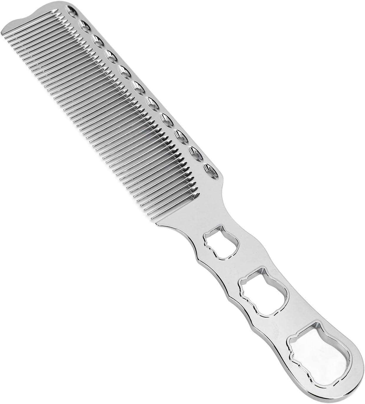 Metal Hair Comb, Aluminium Fine Tooth Hair Cutting Comb Flat Top Clipper Comb Hairdressing Comb for Professional Stylists and Hairdressers (Silver) image number 5