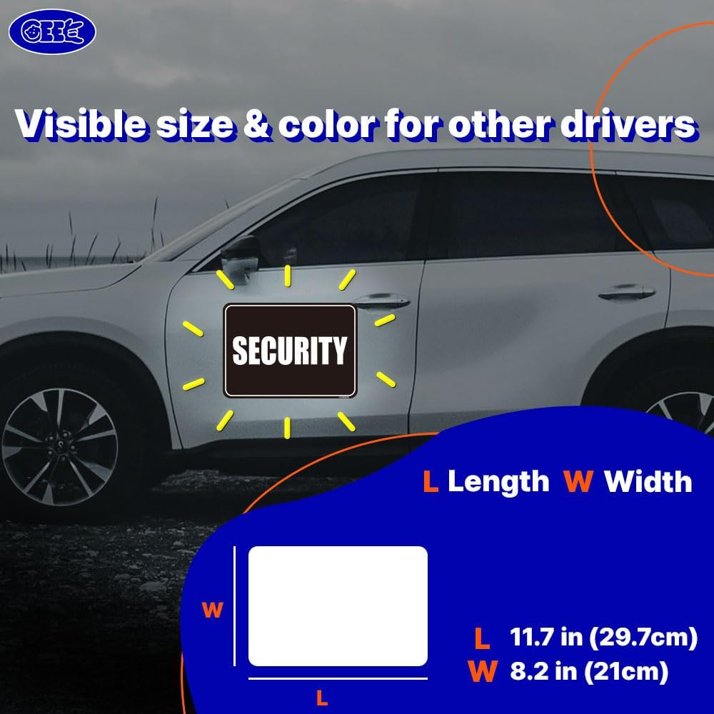 GEEKBEAR Security Sign Magnet (2 Pack) - Reflective, Durable & Eye-Catching Design for Professional Patrol Vehicles
