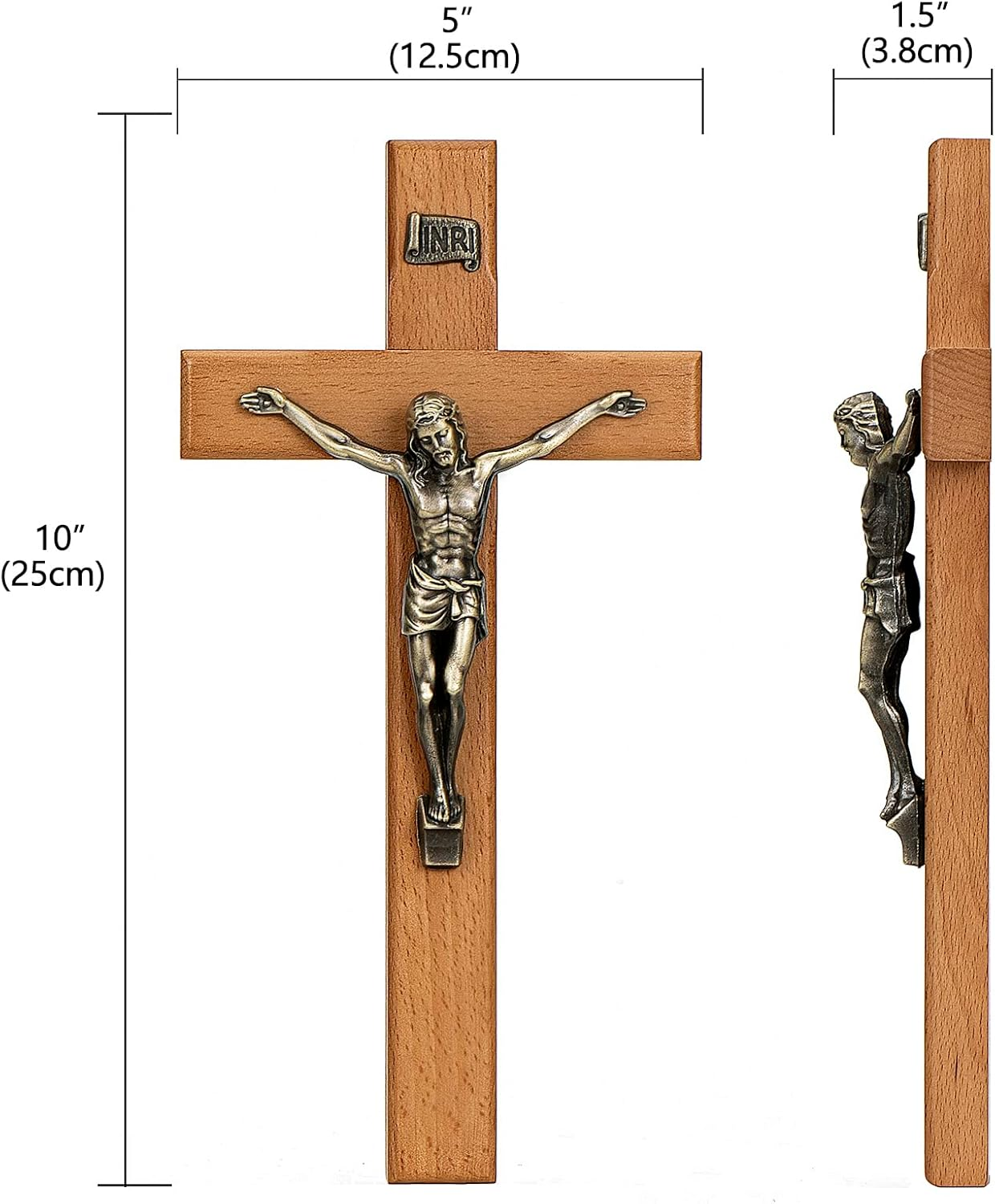 ARCHOBAN 10" Crucifix Wall Cross &ndash; Catholic Wooden Jesus Christ Cross for Wall or Prayer Room, Solid Wood Home Decor image number 6