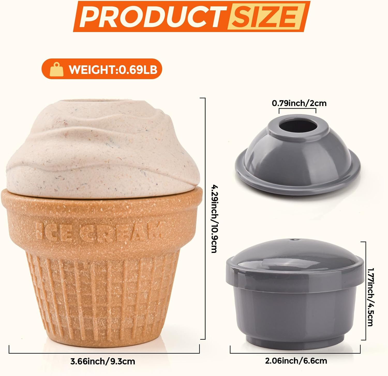 AUSCAT Dog Frozen Treat Toy,Treat Dispending Dog Toy, Slow Feeder Dog Toy to Keep Dog Busy, Ice Cream Shape image number 6