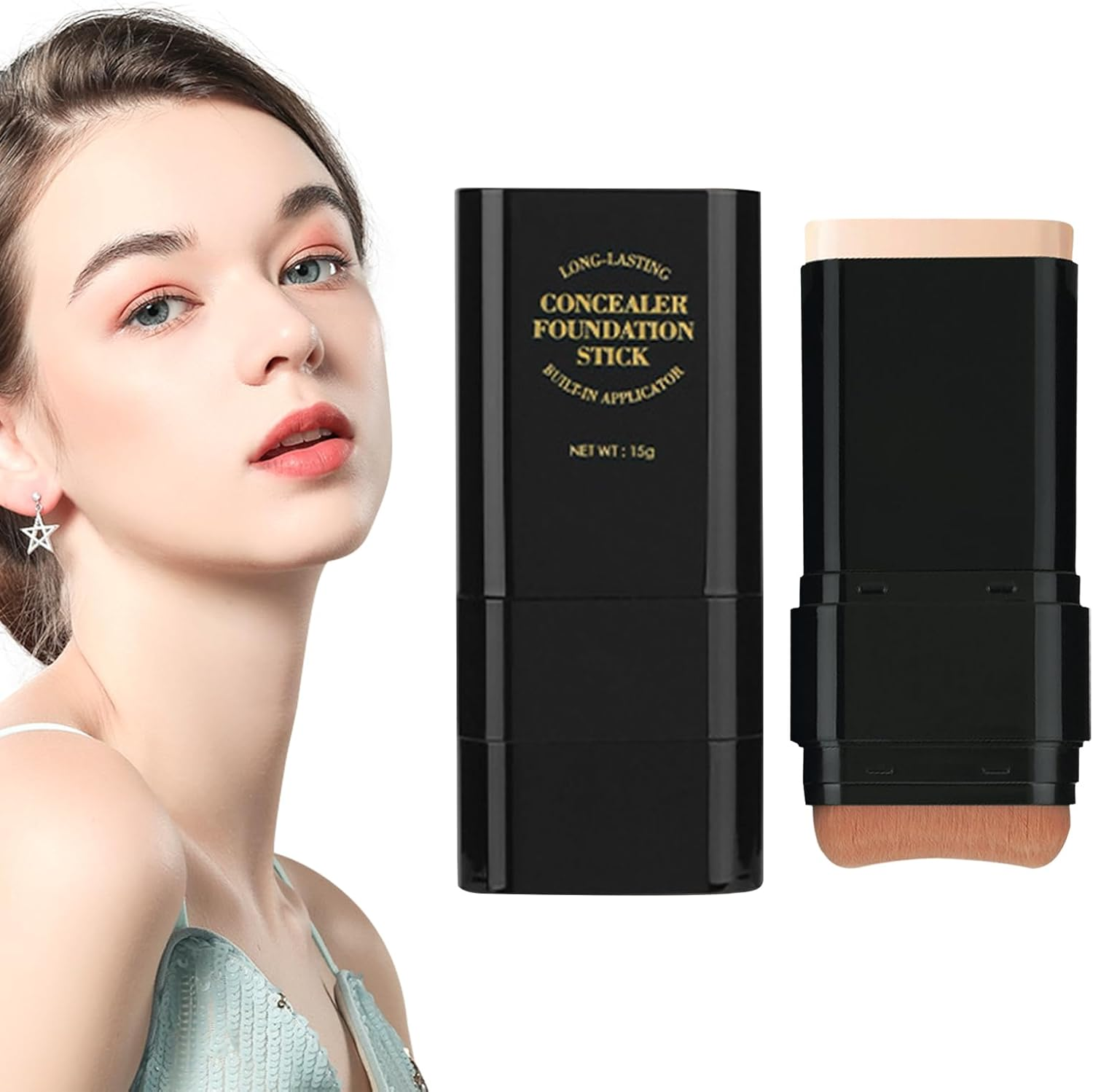 Concealer Foundation Stick - Full Coverage Foundation Stick | 15G Moisturizing Makeup for Women | Brightens Skin Tone, Non-Transfer, Dual-Ended Concealer Cream, Long-Lasting Face Primer for Ladies