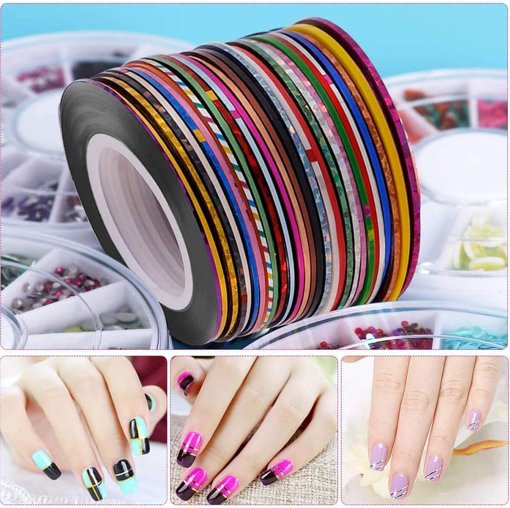 4 Boxes Rhinestones Nail Mixed Colors Art Nail Gems Kit Nail Art Striping Tape Nail Art Supplies Accessories Diy Craft