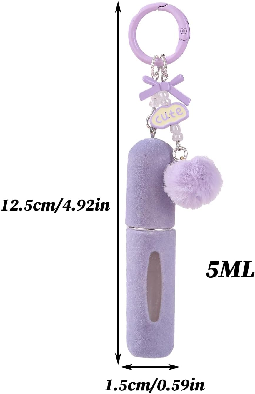 Generisch Empty Perfume Bottle - Empty Perfume Bottles | 5Ml Graceful Destroyer of Reusable Fragrance | 5Ml Plush Key Chains Portable Atomizer | Bottle Charging for Fragrance by Viogg - Pink image number 3