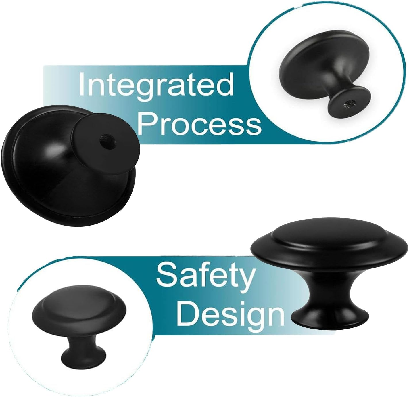 18 Pcs Black Cabinet Drawer Knobs, 1.13" Pulls and Handles with Screws, Kitchen Hardware for Dresser, Bathroom image number 4