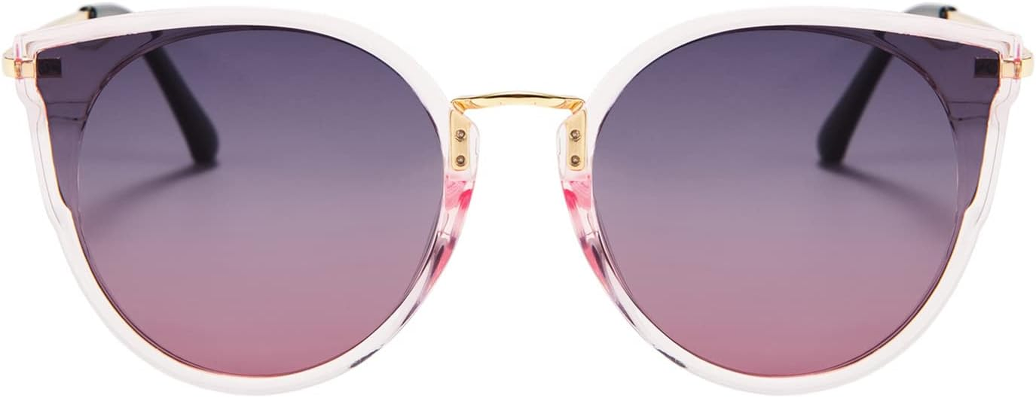 FEISEDY Vintage Polarized Cat Eye Sunglasses for Women Oversized round Sunglasses anti Glare B7000