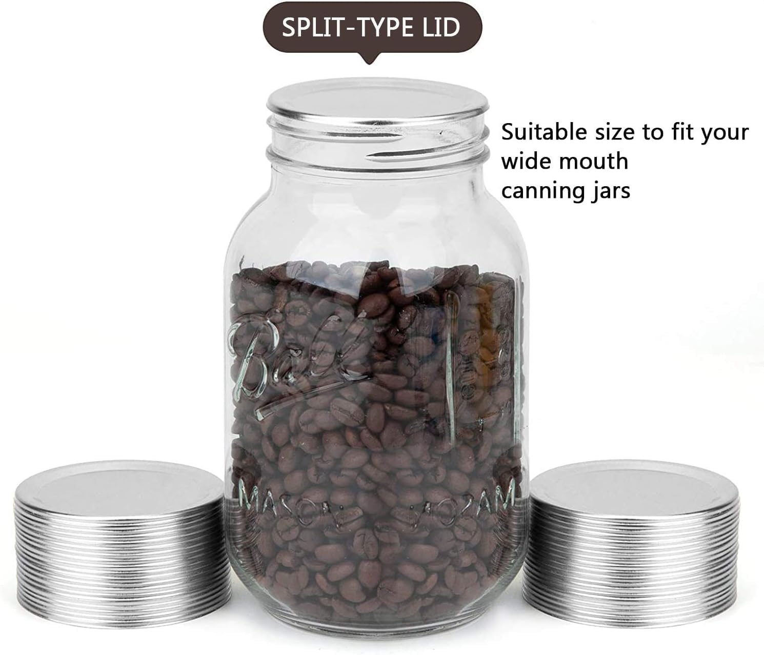 THJOPOKEEL 100 Count 86Mm Wide Mouth Canning with Silicone Sealing Ring Is Suitable for Sealing Ring, Jjp-68 image number 4