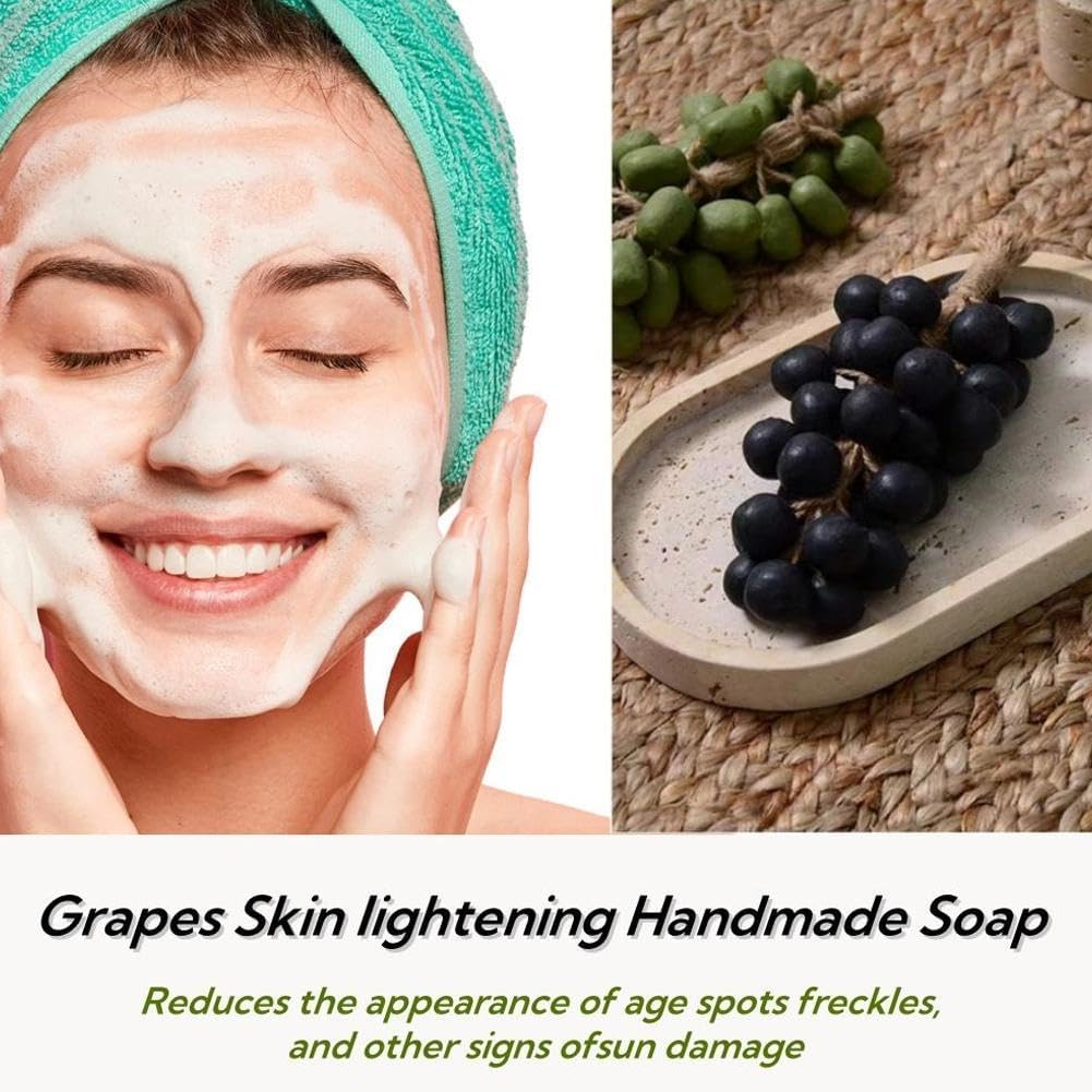 Grape Soap on a Rope,Handmade Cluster Grape Shaped Soap on Vine Bar, Face & Body Bath for Shower,Romantic & Unique Gifts for Christmas,Natural Grapes Scented Soaps for Spa Bath Home Decor (Green) - Purple image number 7