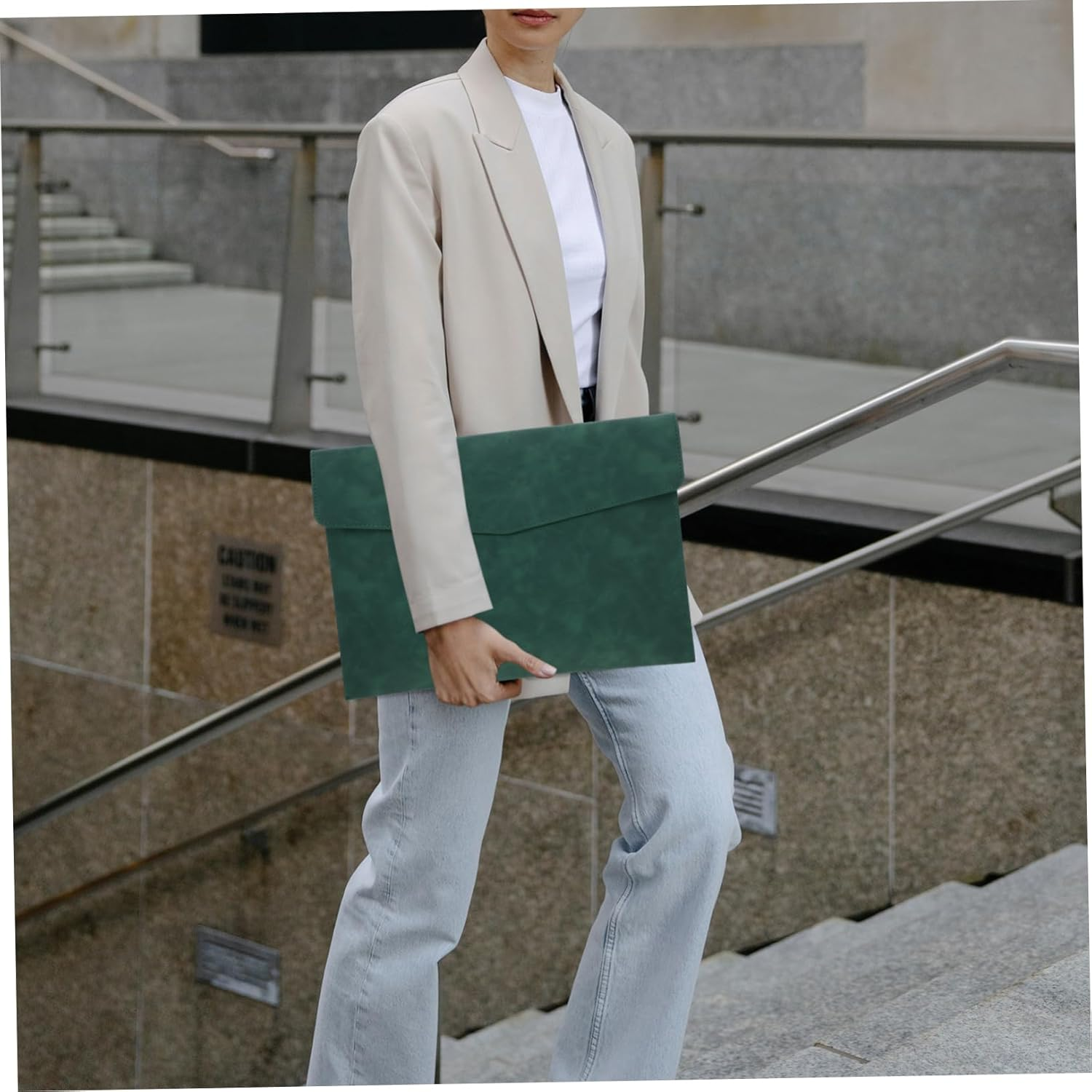 Veemoon Faux Leather Document Organizer Bag Portable Button Pouch for Files Passports Essentials Versatile Storage for Men Teachers Students image number 1