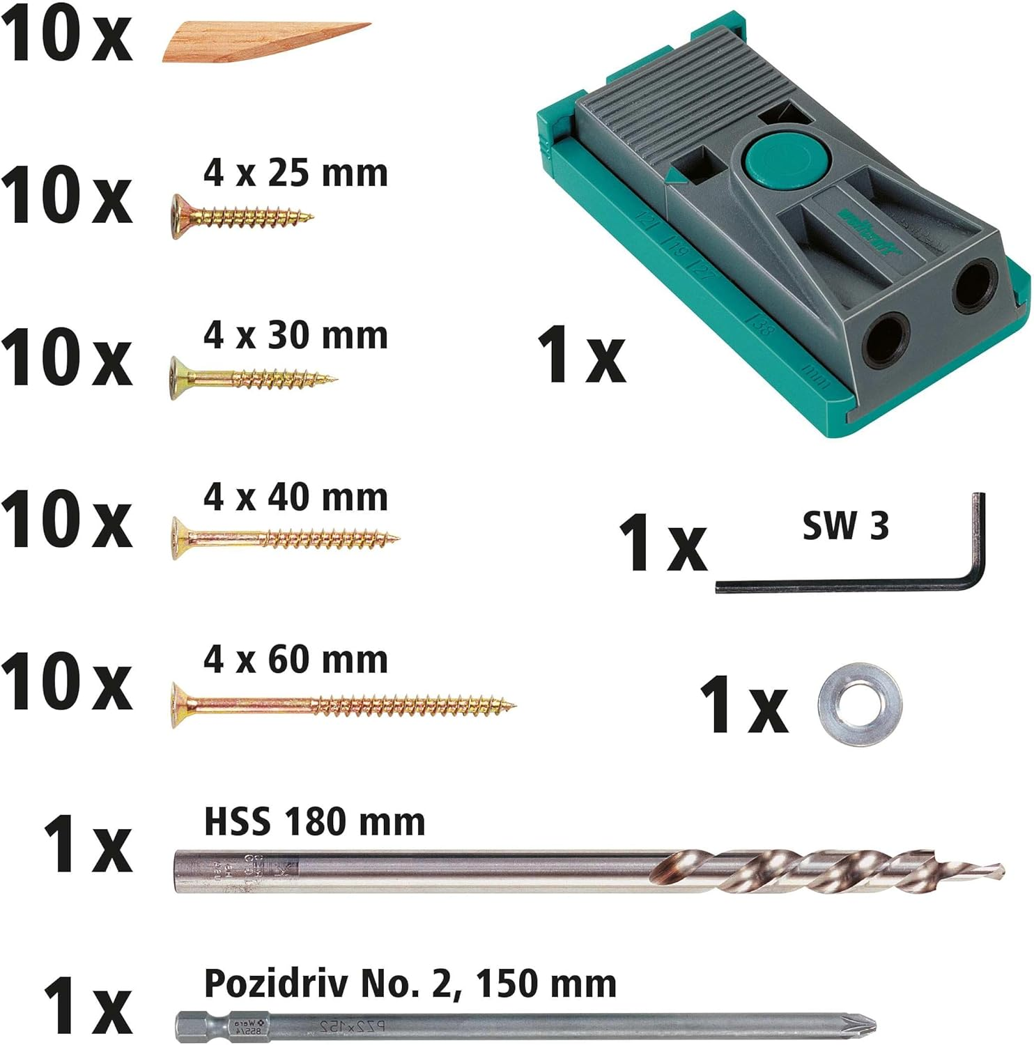 Wolfcraft Undercover Jig Set PZ, 55 Pcs. I 4642000 I Complete Sets for Invisible Fastenings image number 4