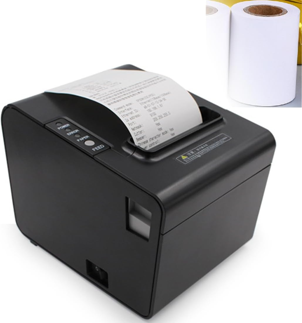 80Mm Thermal Receipt Printer, Label Printer Support Cash Drawer, Receipt Printer with USB Serial Ethernet LAN Esc/Pos Command Cash Drawer, for Windows/Linux Comes with 1 Roll of Thermal Paper image number 2
