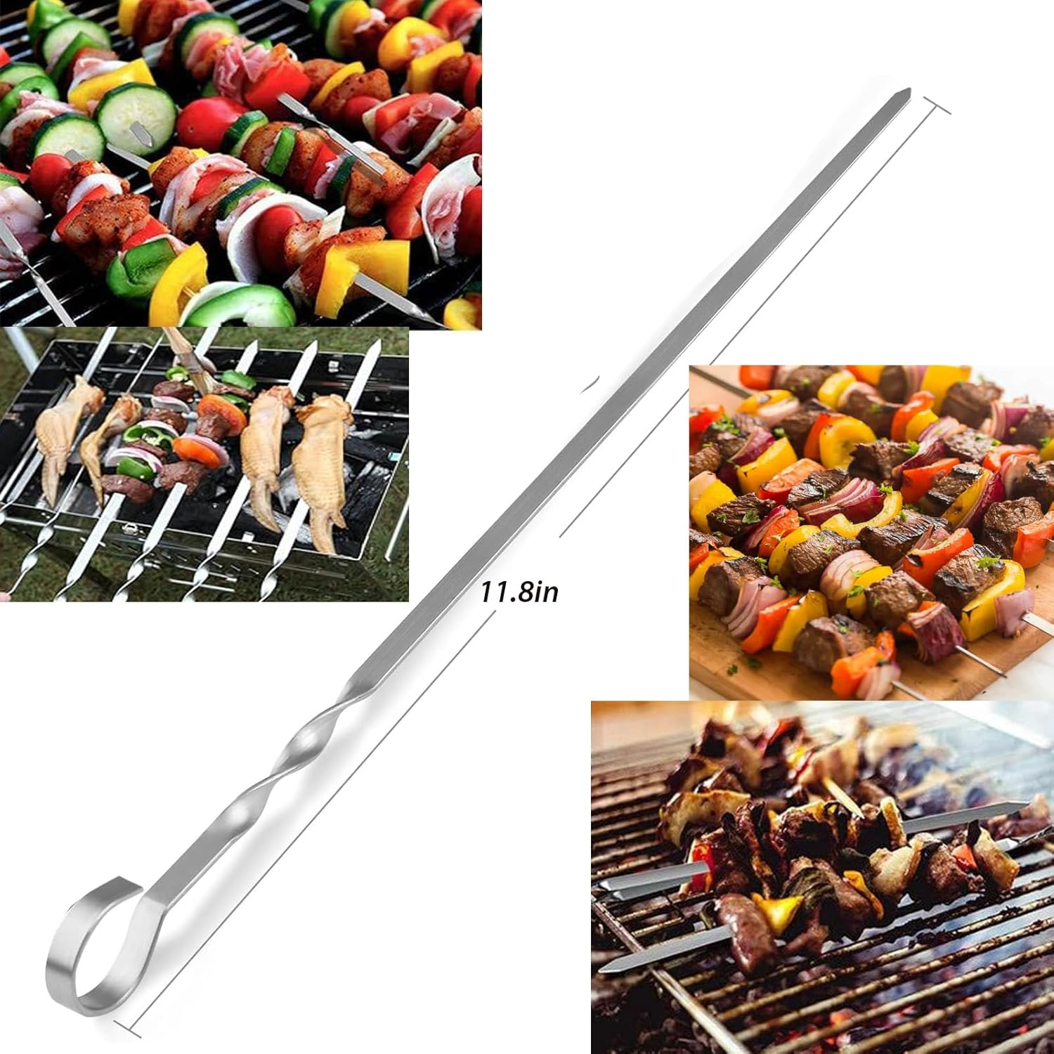 Marshmallow Roasting Sticks,8Pcs Extendable 32Inch Long Metal Barbecue Forks with 10 Kebab BBQ Skewers,Hot Dog Camping BBQ Stick Accessories,Smores Sticks for Fire Pit,Camping,Bonfire and Grill image number 2