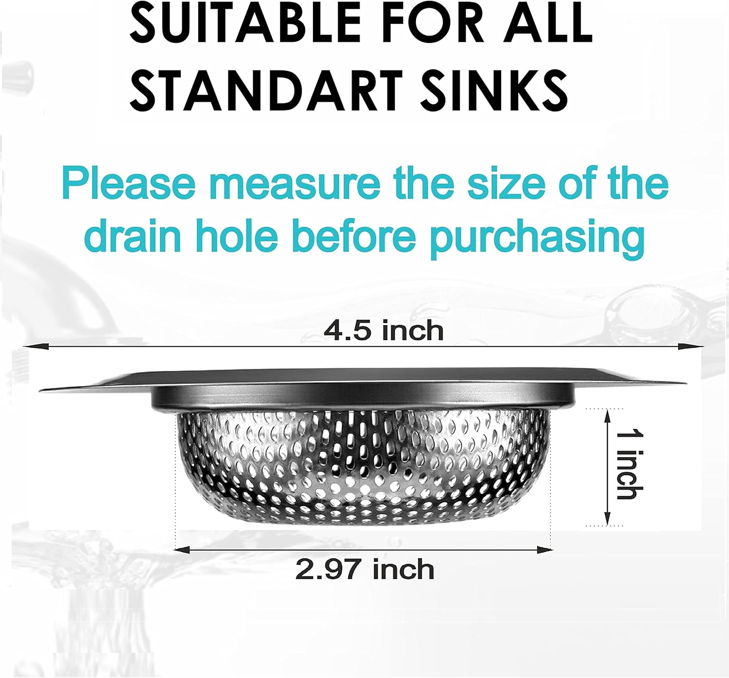 Coolcho 2PCS Sink Strainers for Kitchen Sink &ndash; Never Rust Stainless Steel - Sink Drain Strainer - 4.5" Large Kitchen Sink Drain Basket Food Catcher - Durable Drain Protector Garbage Disposal image number 4
