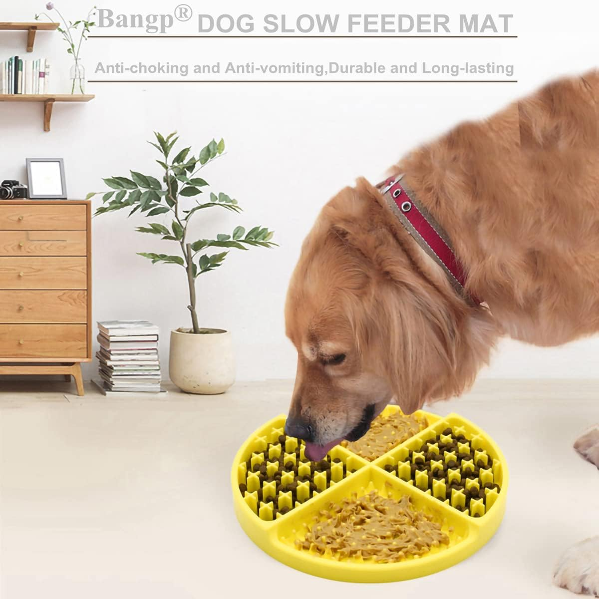 Licking Mat for Dogs and Cats,Dog Slow Feeders,Boredom Anxiety Reduction,Heavy-Duty Puzzle Mat Dog Treat Mat with Unique Quadrant Design,Perfect for Yogurt,Treats or Peanut Butter(Orange) image number 1