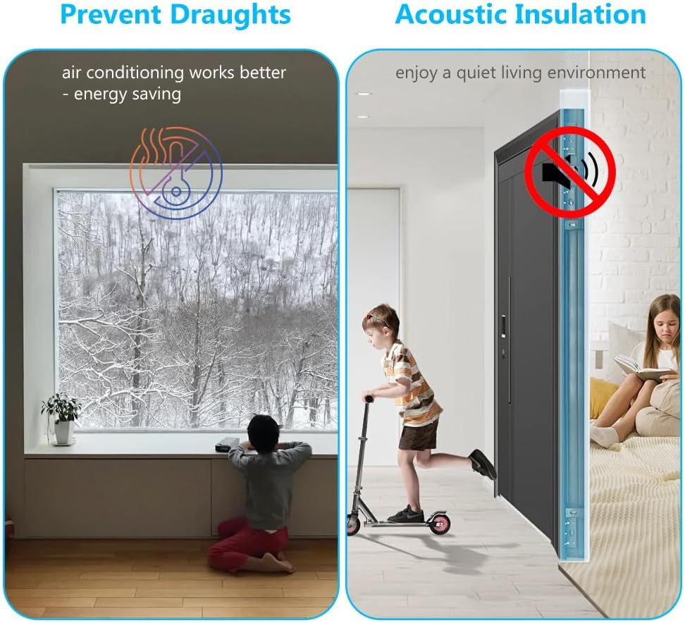 RINGSUN Door Seal Strip, 20-Feet Window Door Draft Stopper, Sealing Strip Self-Adhesive for Door Gap Insulation, Sound Proofing & Wind Dust Proof, White