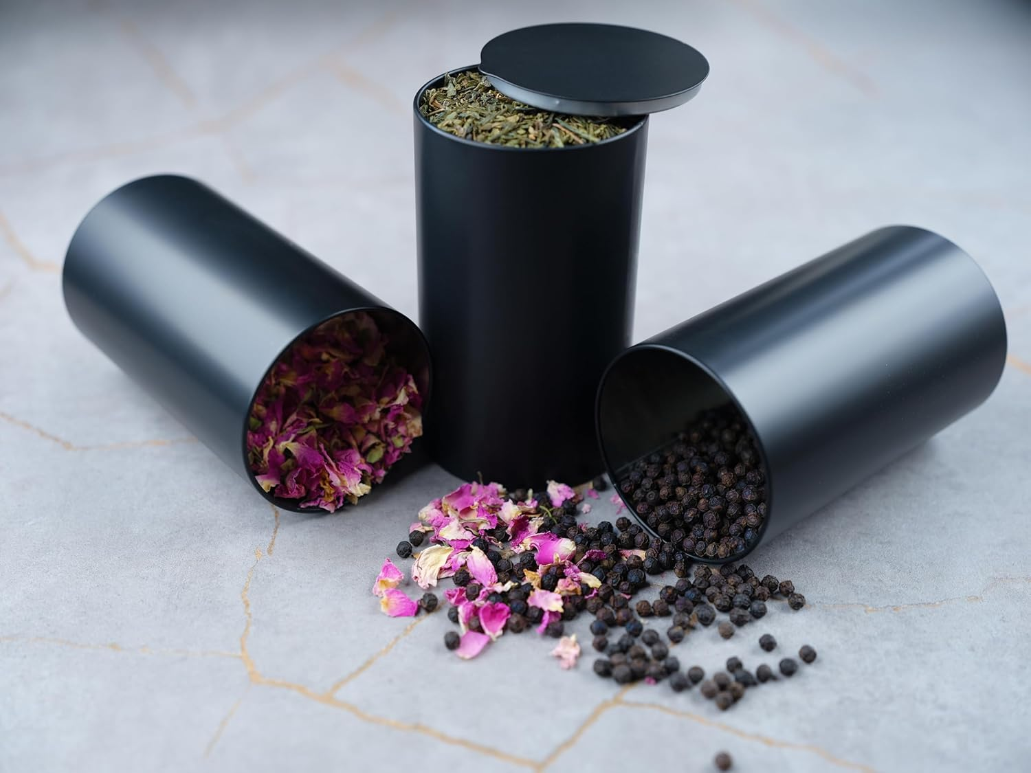 Dosenritter 6 X round Spice Jars/Tea Canisters, Aroma-Tight, Made of Metal, for Each Approx. 140 G, Earl Grey, Approx. 230 G Spice Powder, 12.8 X 7.4 Cm (H X D), Also Ideal as a Supplement, Sugar Or image number 5