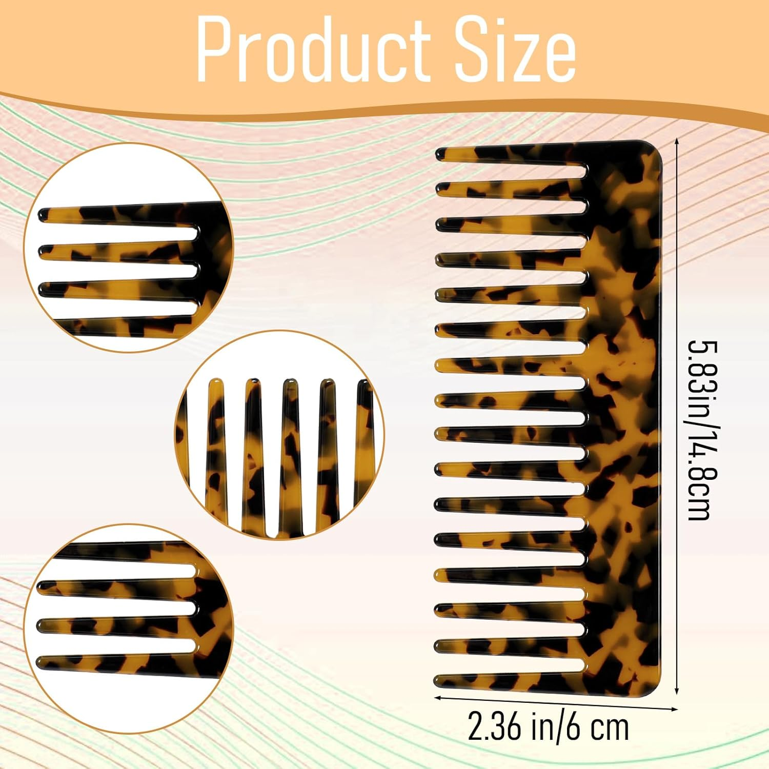 2-Piece Detangling Comb for Long Hair Acetate Detangling Comb Wide Teeth Comb for Wet and Dry Hair Thick Curly Wavy Hair for Women image number 2