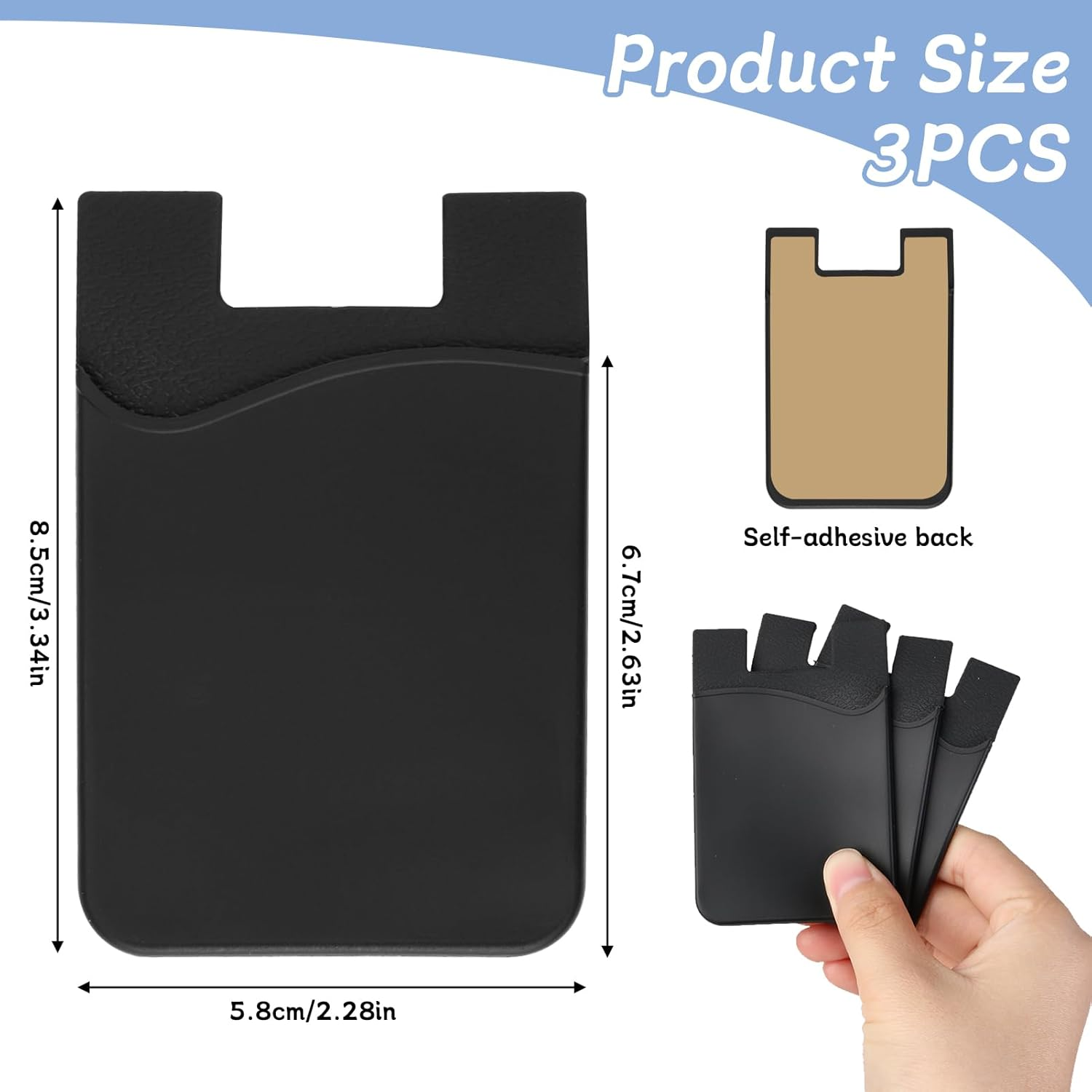 Ozessence 3 Pcs Phone Card Holder, Phone Case Card Holder Stick on Silicone Suitable for Iphone Android Samsung and All Smartphone for Business People Teacher Place Business Card and Work Permit image number 5