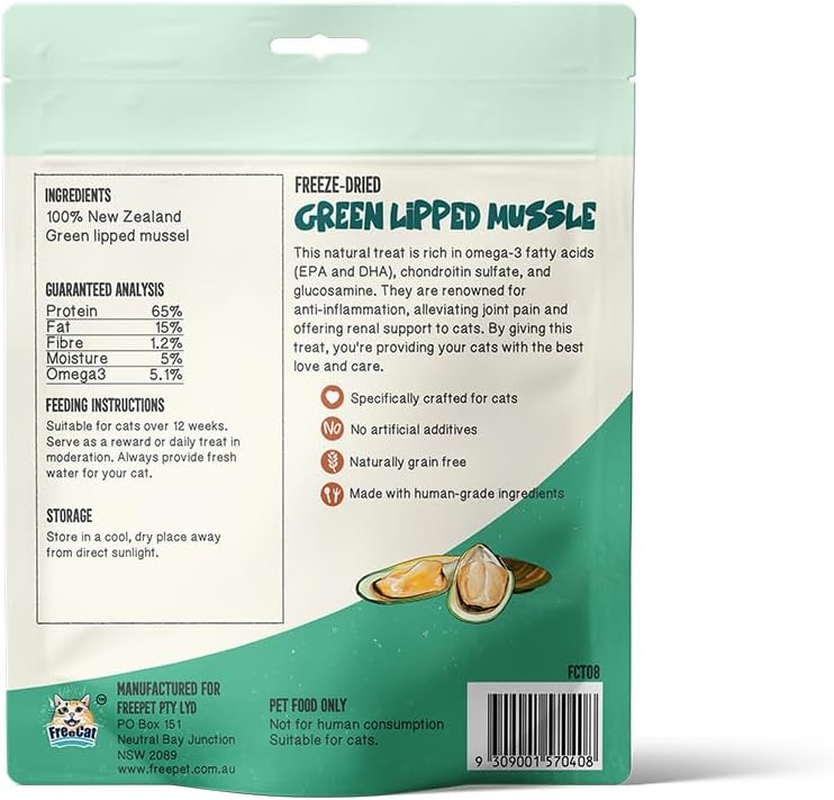 Freecat Freeze Dried Green Lipped Mussel Cat Treats 40G image number 1