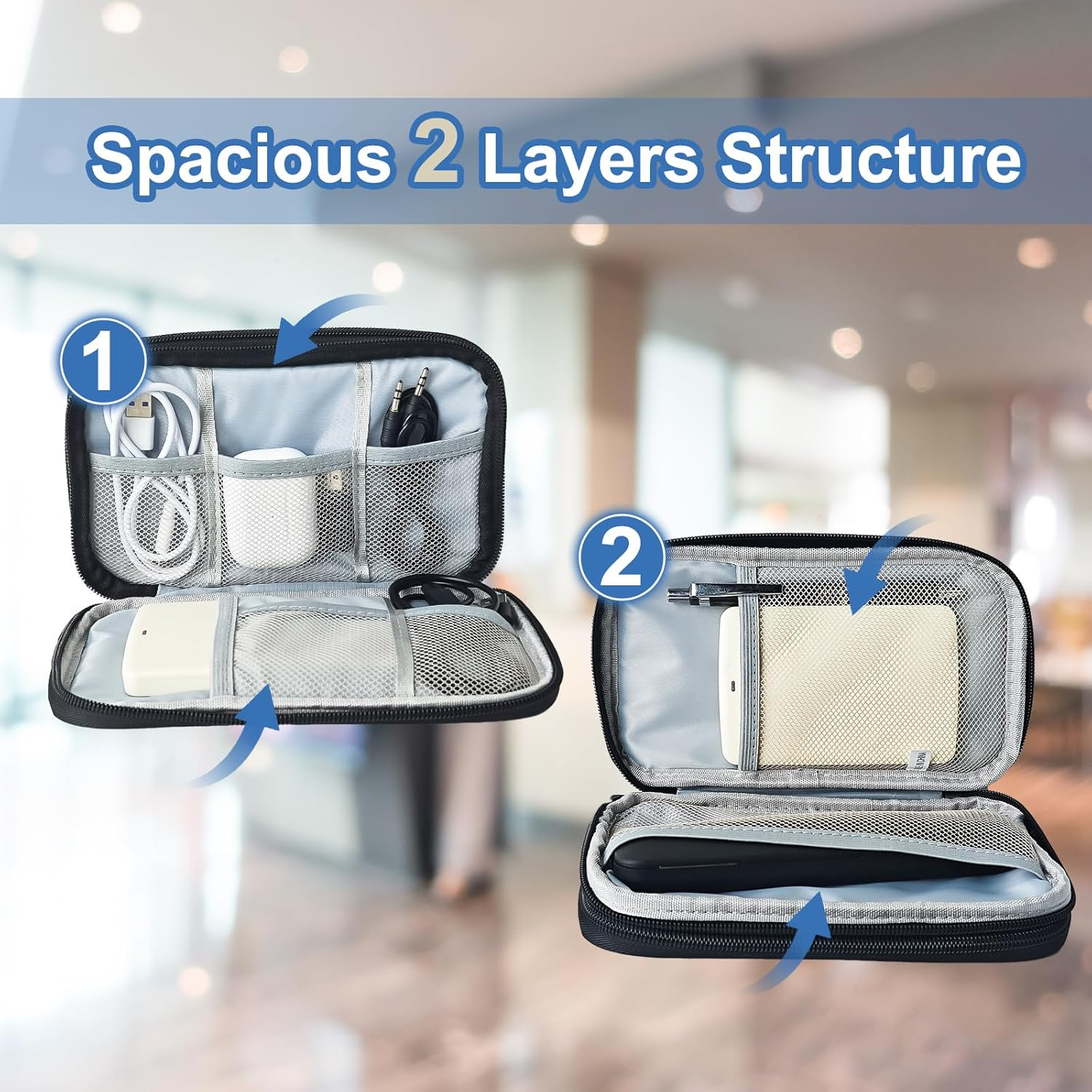 Electronic Organizer Travel Case,Charger Organizer,Cable Organizer Case,Hard Case,Tech Travel Organizer for Cord,Phone,Sd Card,Power Bank,Earphone,21" L X 12.5" W X 6" H