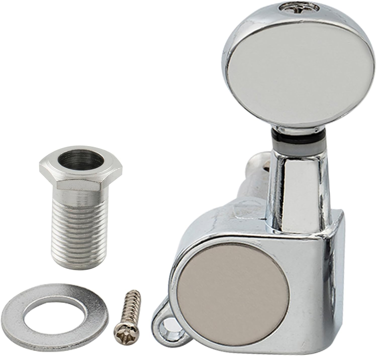 Musiclily 3L3R Sealed Guitar Tuners Tuning Pegs Machine Heads Set for Electric Acoustic Folk Guitar, Chrome Vintage Oval Button - Single L Chrome