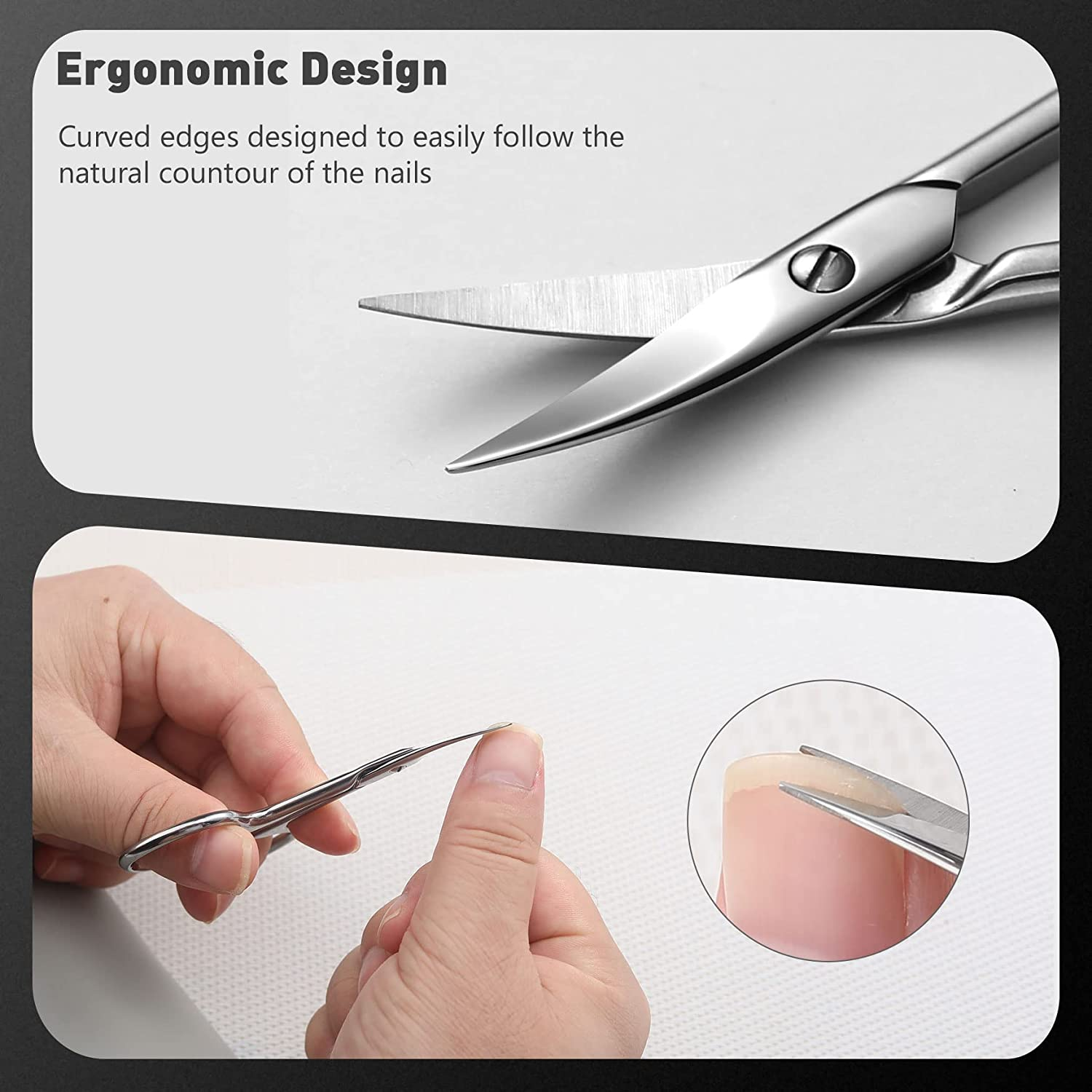 BEZOX Nail Scissors with Sharp Curved Blade - Nail Maintenance Toenail and Fingernail Scissor with Ergonomic Design for Men & Women image number 4