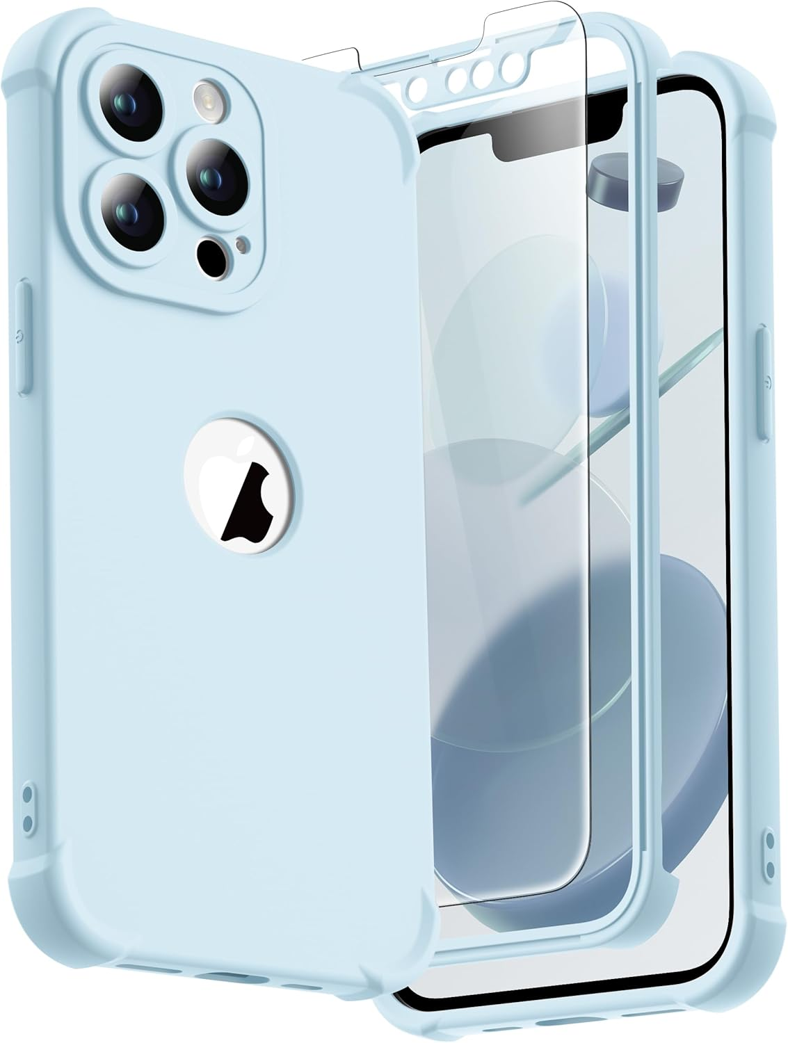 ORETECH Designed for Iphone 13 Case with 2 X Tempered Glass Screen Protector Shockproof Protection Cover Hard PC Silky Soft Touch Full Body Protective Case for Iphone 13 (2021) 6.1'' - Baby Pink