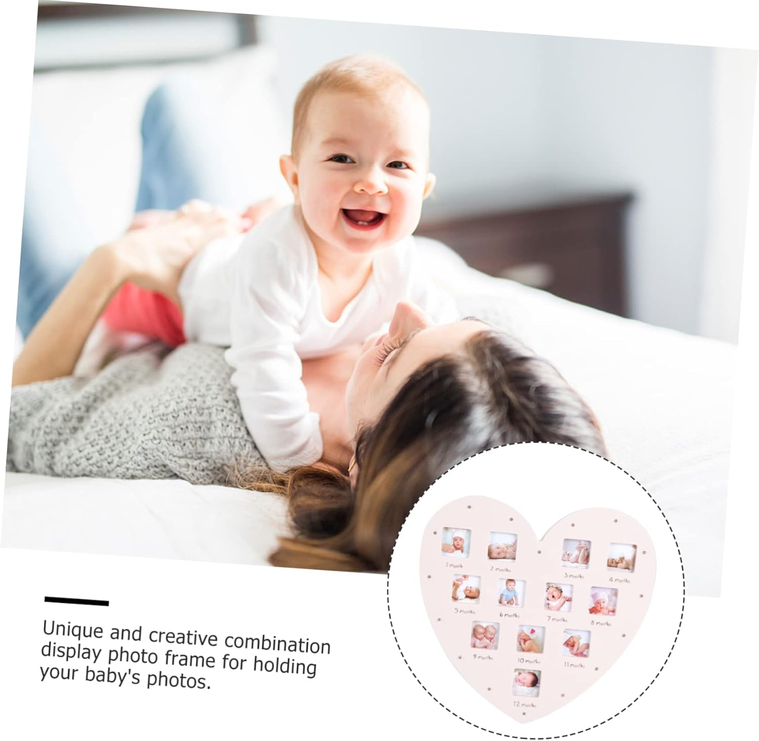 Creative Heart Shape Photo Frame with Light Month First Year Keepsake Frame for Memories Durable Wall Decor image number 1