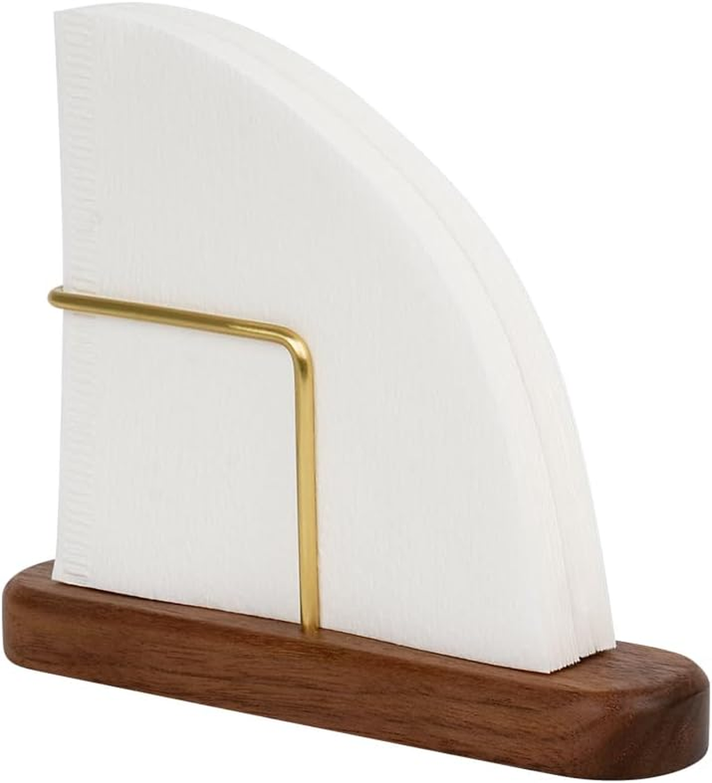 Watchget Cone Coffee Filter Holder Walnut & Brass Coffee Filter Storage Container Coffee Filter Stand for V60#01 and #02 Size Cone Paper Coffee Filters